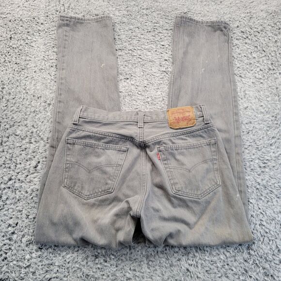 Vintage Levis 501 Jeans Men 33x34 Gray Button Fly Distressed Made In USA 90s - Picture 1 of 11